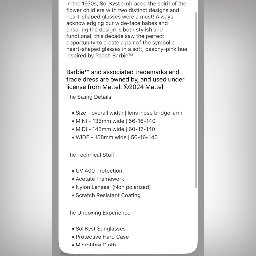 Sol Kyst Pink Heart Barbie Sunglasses - Picture 8 of 8